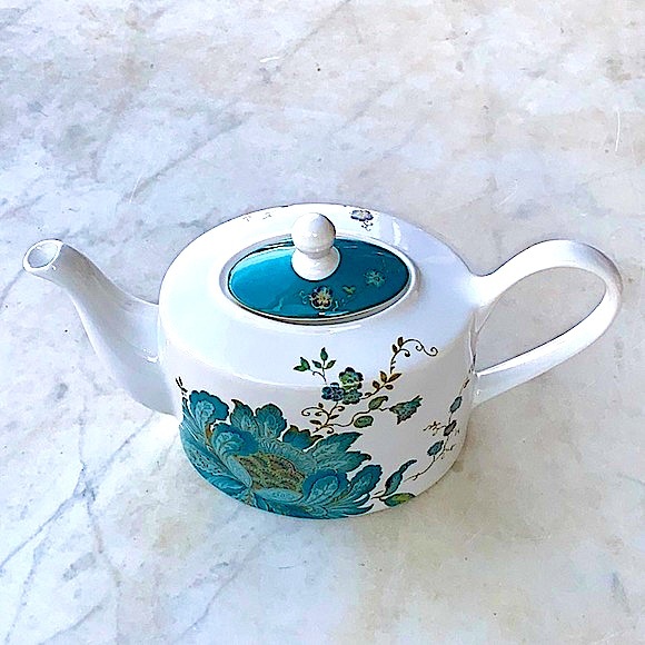 222 FIFTH ELIZA TEAL TEA POT & LID NEW PORCELAIN INCH FLORAL 4 CUPS - Picture 6 of 8